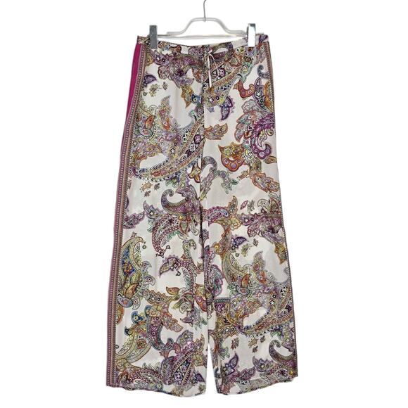 L'Agence Geraldine Cover Up Pant White Multi Paisley Print Relaxed S NEW - Picture 2 of 10